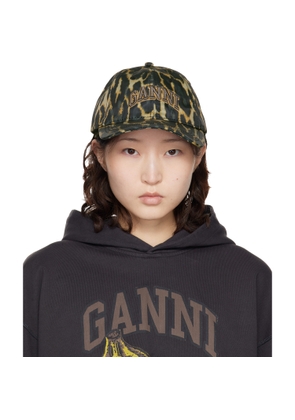 GANNI Black & Brown Printed Nylon Cap