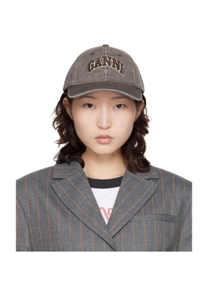 GANNI Brown Washed Canvas Cap
