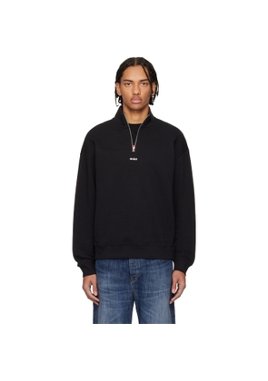Hugo Black Cotton Terry Logo-Print Sweatshirt