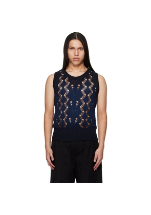 EGONlab Navy Textured Knit Tank Top