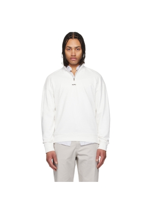 Hugo White Cotton-Terry Logo Zip Neck Track Jacket