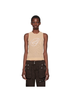 Blumarine Beige Rhinestone B Monogram Tank Top