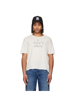 R13 White 'I Don't Care' Relaxed T-shirt