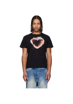 R13 Black 'Flaming Heart' Boy T-shirt