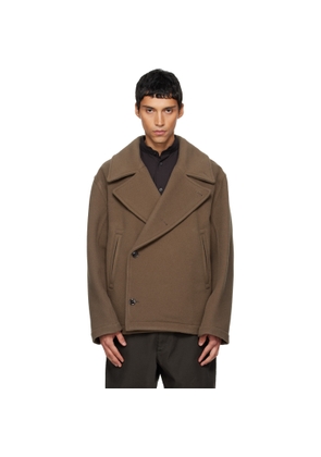 LEMAIRE Brown Boxy Peacoat