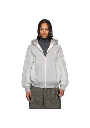 sacai Gray Sponge Sweat & Nylon Twill Hoodie