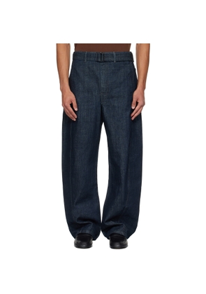 LEMAIRE Navy Twisted Belted Jeans