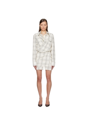 The Attico White Cotton Popeline Vichy Minidress