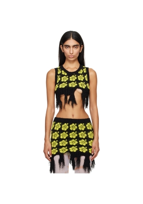 Ashley Williams Black & Yellow Ganguro Floral Tank Top