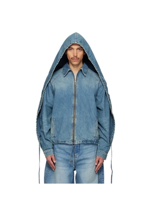 EGONlab Blue Convertible Hooded Denim Jacket