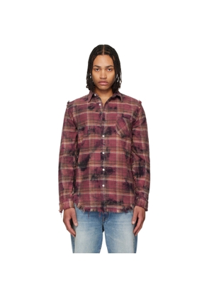 R13 Purple Shredded Seam Drop Neck Shirt