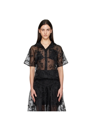 GANNI Black Embellished Organza Shirt