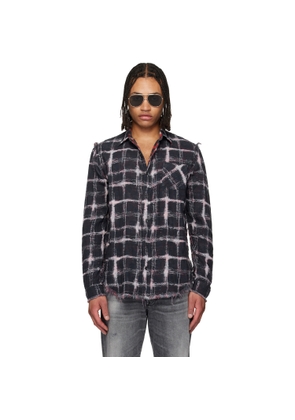 R13 Black Shredded Seam Reversible Shirt