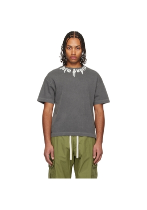 Palm Angels Gray Neck Logo Regular T-shirt