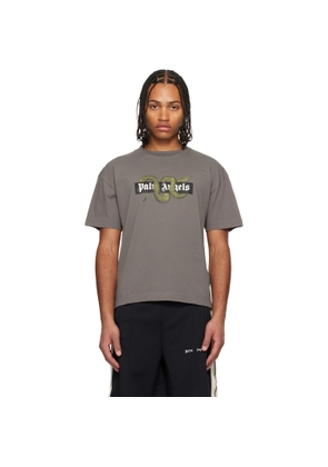 Palm Angels Gray Snake Box Logo Regular T-shirt
