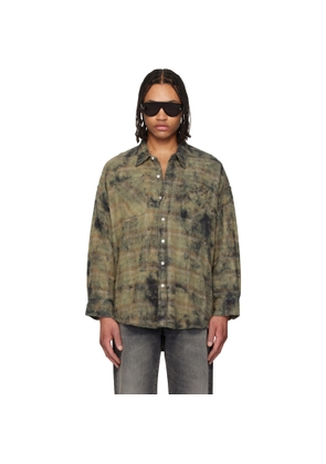 R13 Khaki Drop Neck Work Shirt