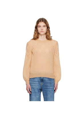 Isabel Marant Etoile Tan Jenia Openwork Mohair Knit Sweater