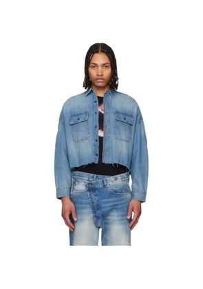 R13 Blue Cropped Denim Shirt