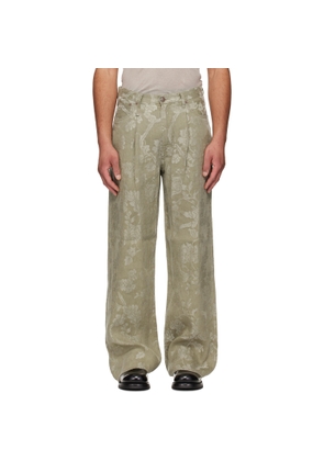 R13 Khaki Damon Pleated Trousers
