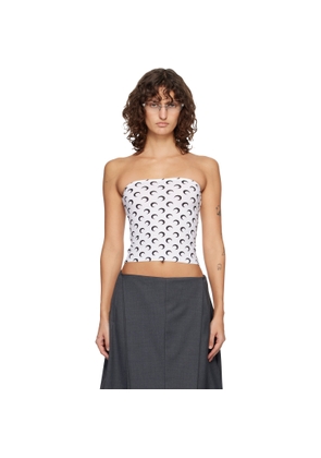 Marine Serre White Recycled Moon Jersey Second Skin Tube Top