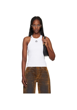Marine Serre White Moon Logo Ribbed Jersey Tank Top