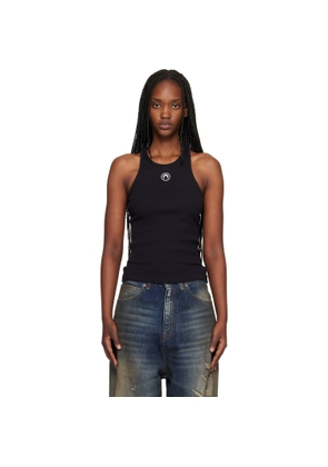 Marine Serre Black Moon Logo Ribbed Jersey Tank Top