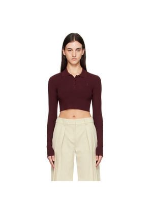 The Frankie Shop Burgundy Giselle Cropped Knit Polo