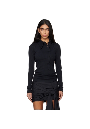 The Attico Black Cotton Rib Polo
