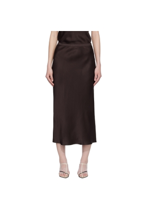 ANINE BING Brown Bar Silk Midi Skirt