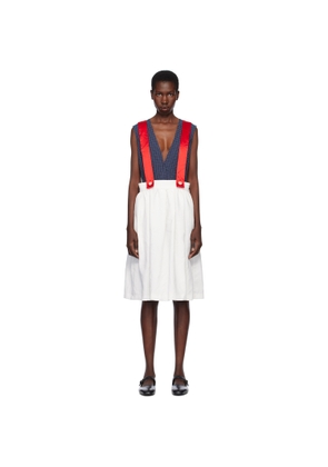 Comme des Garçons Girl White & Red Gabardine & Satin Midi Skirt