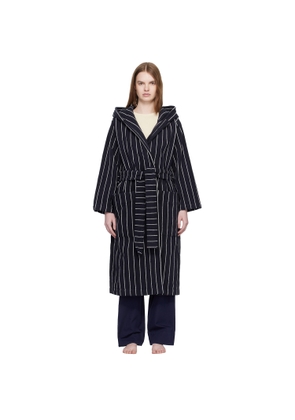Tekla Black & White Terry Hooded Bathrobe