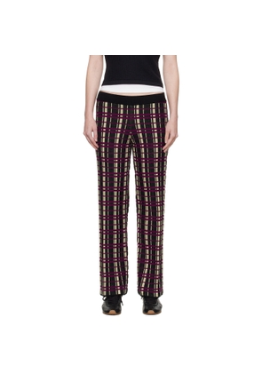 Guest in Residence Black & Purple Plaid Flare Lounge Pants