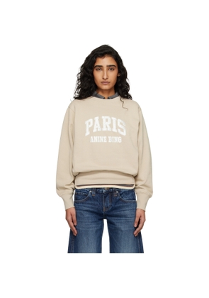 ANINE BING Beige Harry Shrunken Paris Sweatshirt