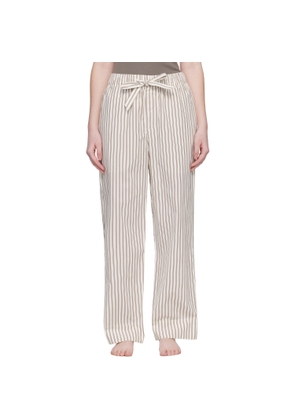 Tekla Off-White & Brown Poplin Pyjama Pants