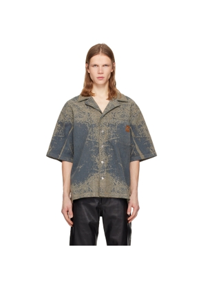 AMIRI Blue Faded Bandana Denim Shirt