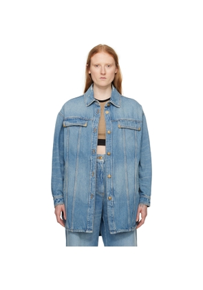 Palm Angels Blue Faded Denim Jacket
