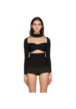 Pushbutton Black Sheer Paneled Turtleneck
