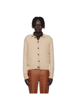 Ernest W. Baker Beige Cable-Knit Polo Cardigan