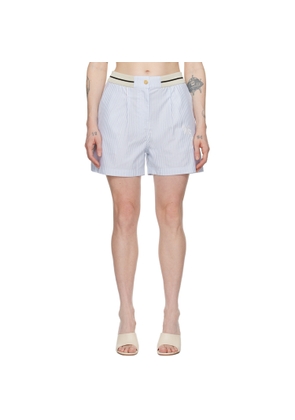 Palm Angels Blue & White Stripes Shorts