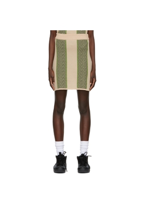 Ahluwalia Beige & Green Textured Knit Skirt