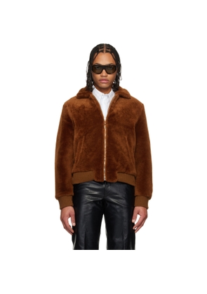 Ernest W. Baker Brown Zip Shearling Jacket