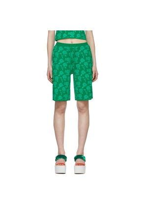 Pushbutton Green Polyester Shorts