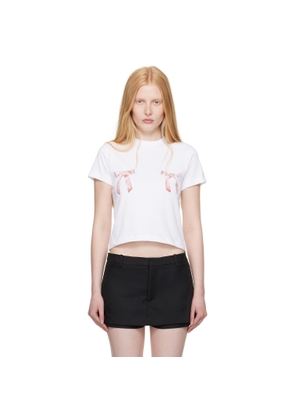 Sandy Liang White Bow Ame T-Shirt