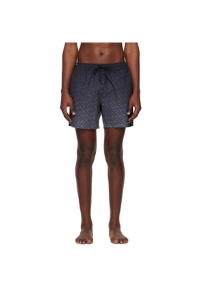 BOSS Gray Logo-Badge Swim Shorts