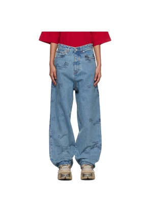 VETEMENTS Blue Passport Stamps Jeans