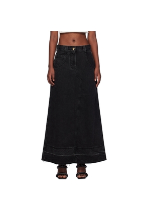 Palm Angels Black Split Denim Maxi Skirt