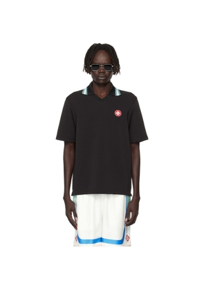 Casablanca Black Double V-Neck Short Sleeve Polo