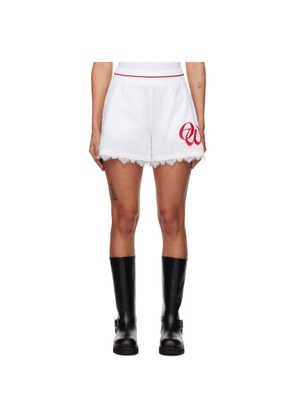 Off-White White Poplin 'OW' Embr Baseball Shorts