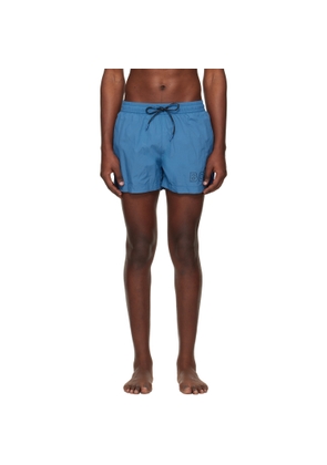 BOSS Blue Outline Logo Print Swim Shorts