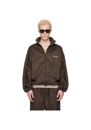 Fear of God ESSENTIALS Brown Faux-Suede Fleece Signature Modern Track Jacket